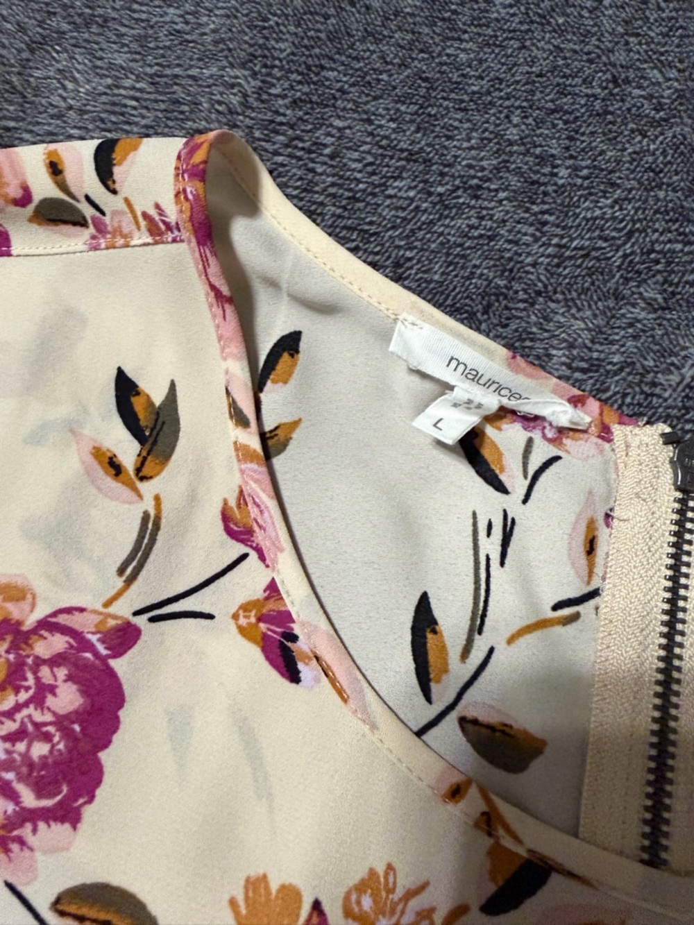 Maurices Women’s Floral Short-Sleeve Blouse - Cream with Pink Floral Print - Picture 2 of 6